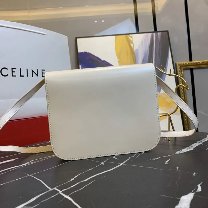 Celine White Leather Satchel Crossbody Bag 654 - Image 3