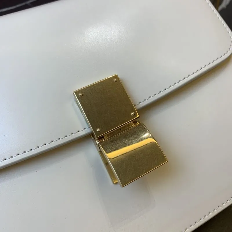 Celine White Leather Satchel Crossbody Bag 654 - Image 5
