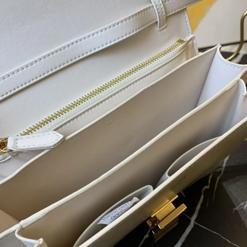 Celine White Leather Satchel Crossbody Bag 654 - Image 8