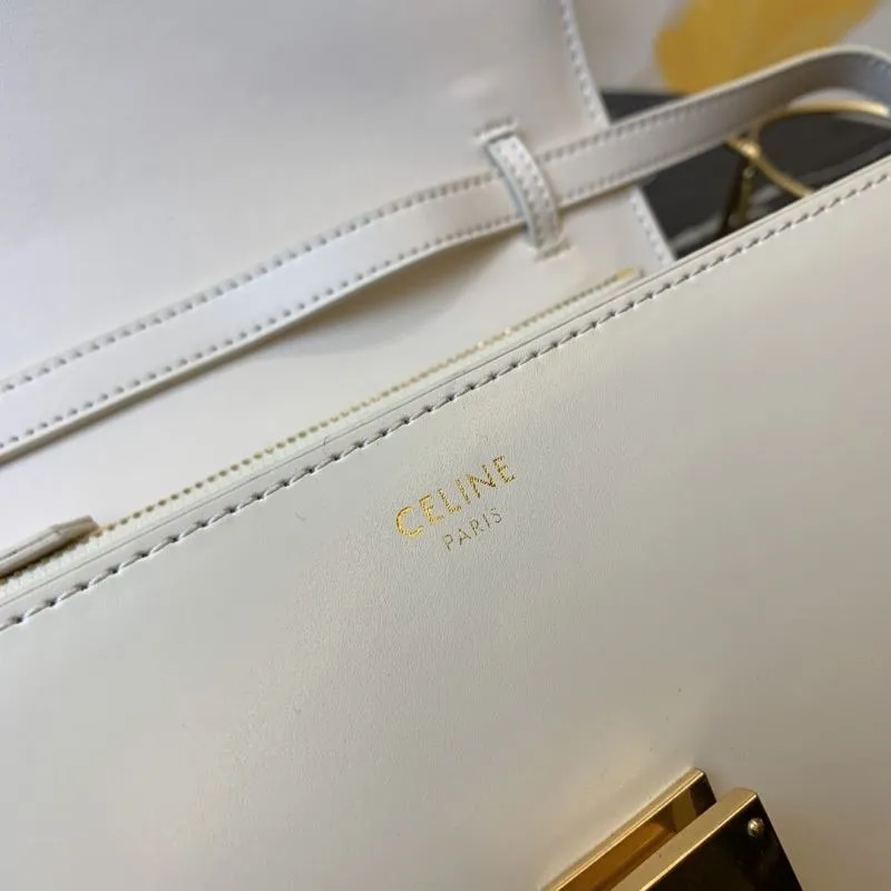 Celine White Leather Satchel Crossbody Bag 654 - Image 9