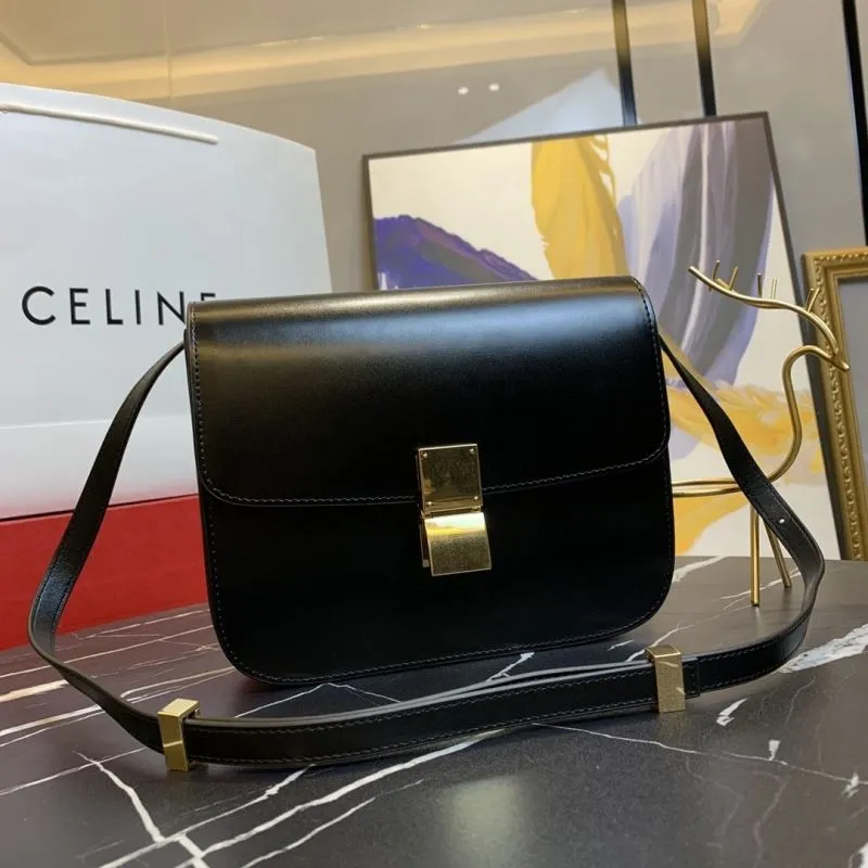 Celine Black Leather Satchel Bag 655