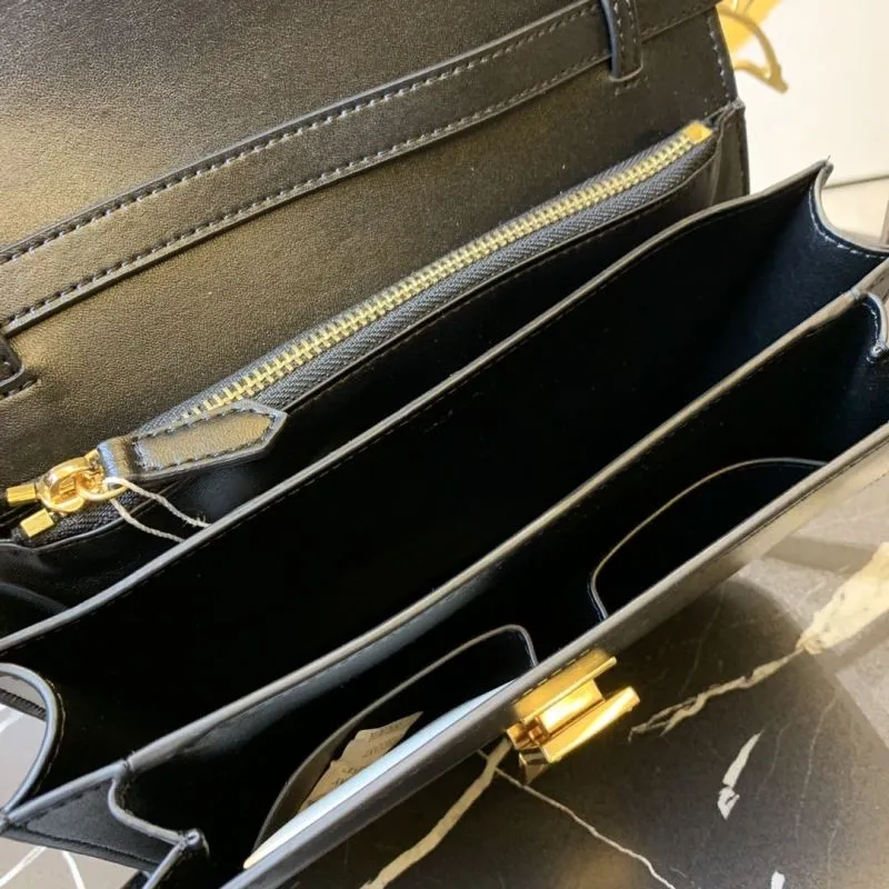Celine Black Leather Satchel Bag 655 - Image 8