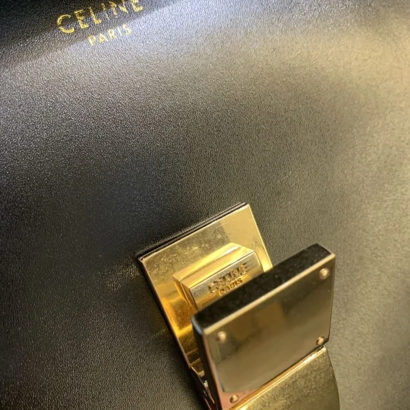 Celine Black Leather Satchel Bag 655 - Image 9