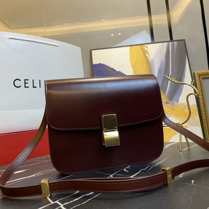 Celine Burgundy Leather Satchel Bag 658