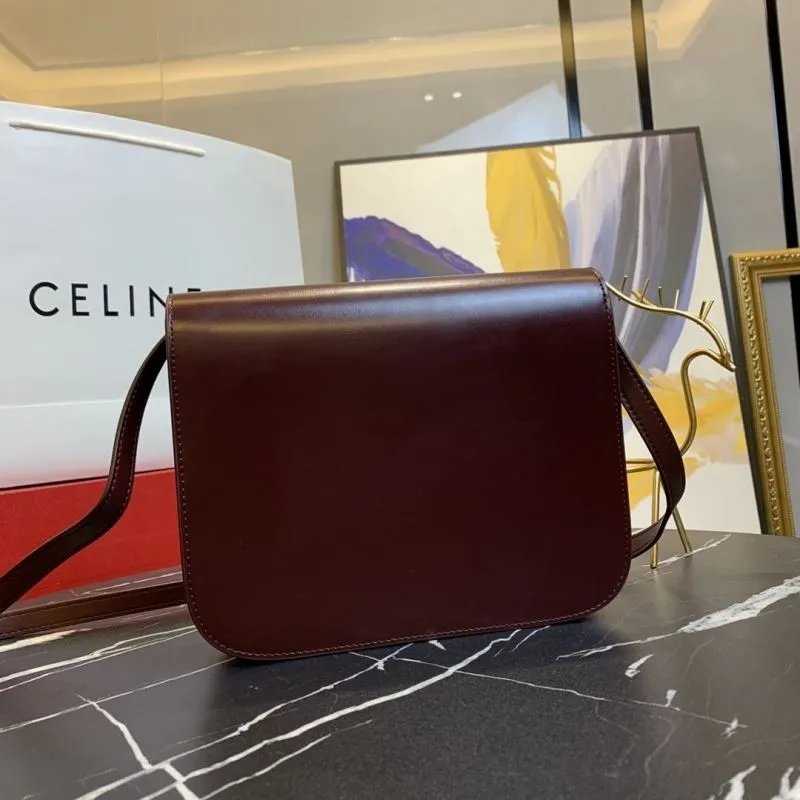 Celine Burgundy Leather Satchel Bag 658 - Image 3