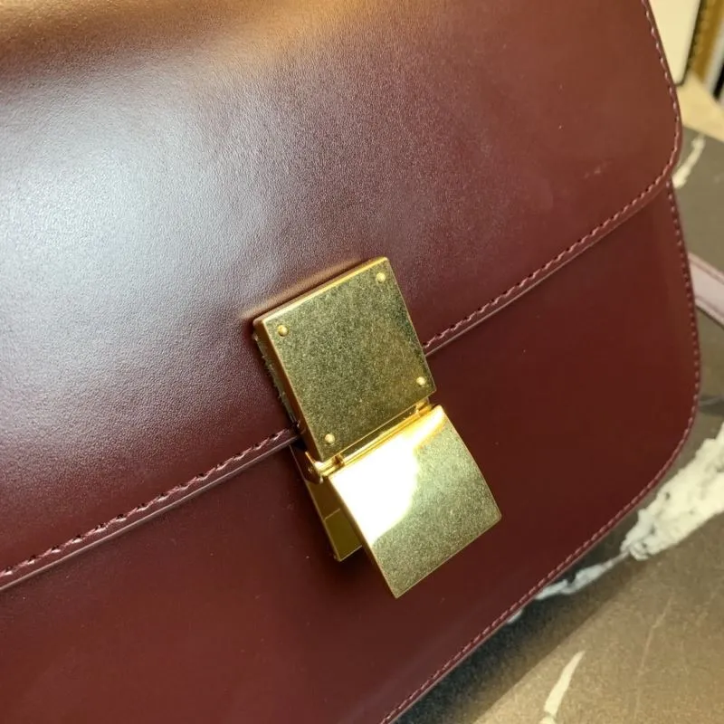 Celine Burgundy Leather Satchel Bag 658 - Image 5