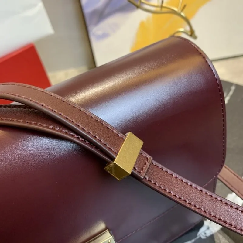Celine Burgundy Leather Satchel Bag 658 - Image 6