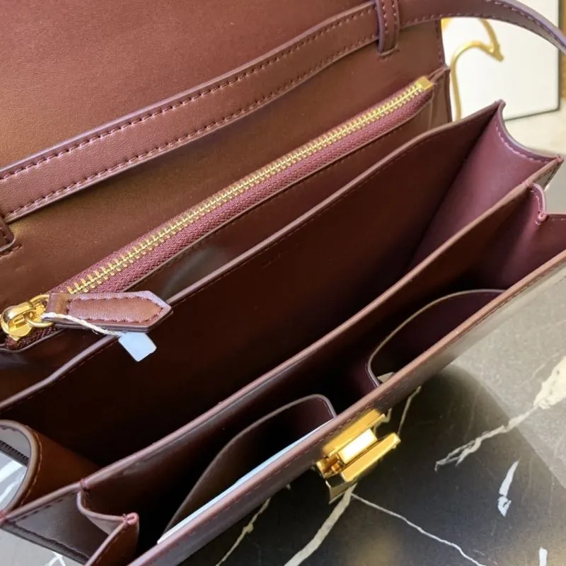 Celine Burgundy Leather Satchel Bag 658 - Image 8