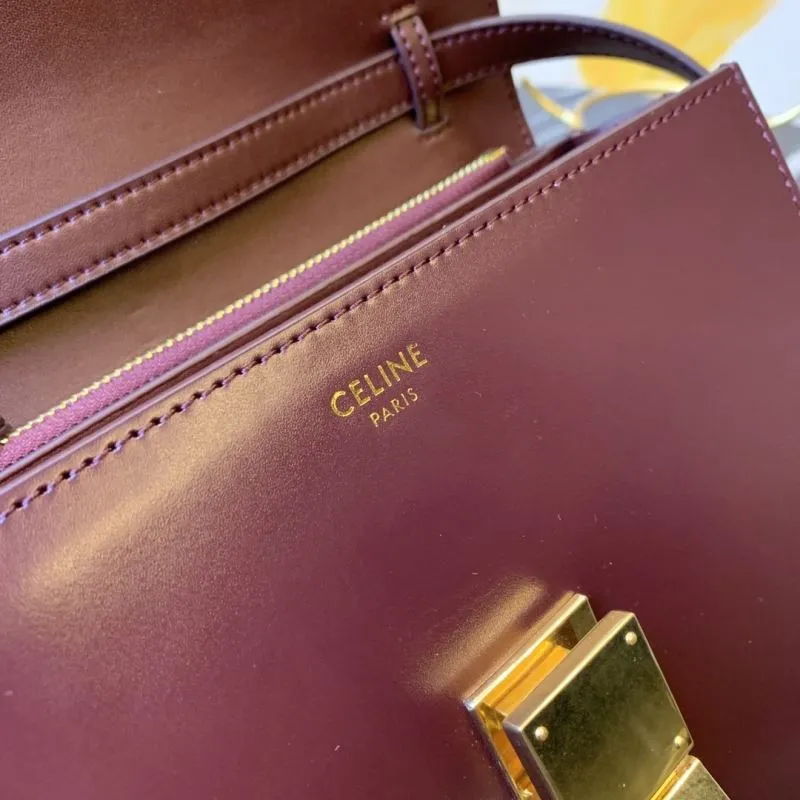 Celine Burgundy Leather Satchel Bag 658 - Image 9