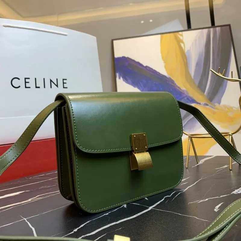 Alternative view of Celine Green Leather Satchel Crossbody Bag 660