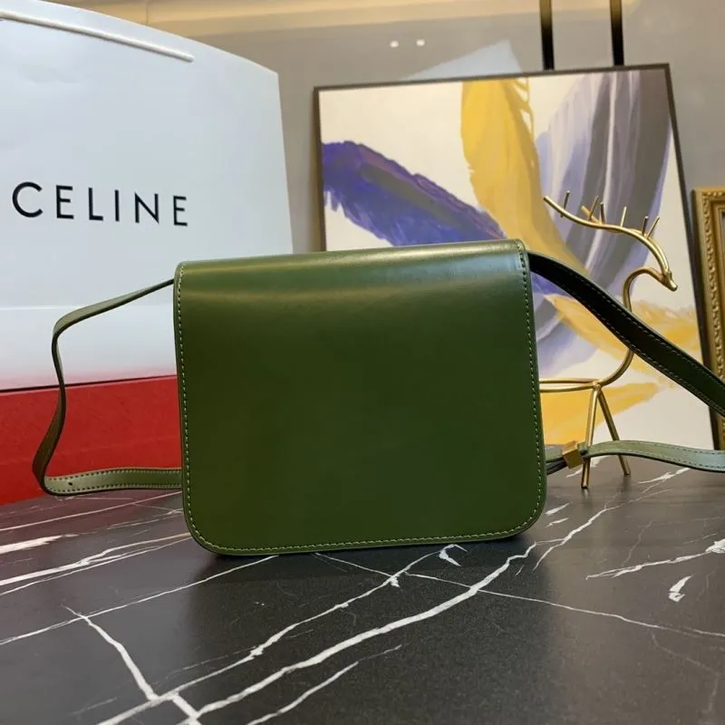 Celine Green Leather Satchel Crossbody Bag 660 - Image 3