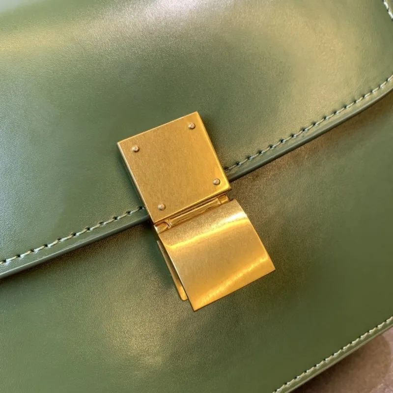 Celine Green Leather Satchel Crossbody Bag 660 - Image 5
