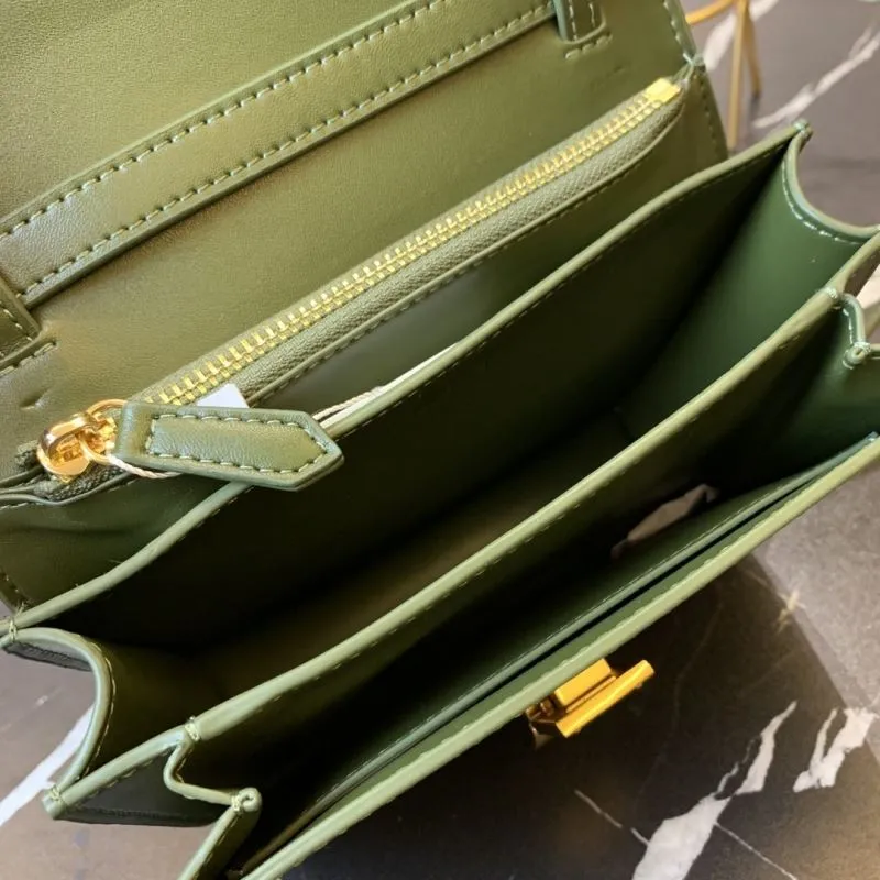 Celine Green Leather Satchel Crossbody Bag 660 - Image 8