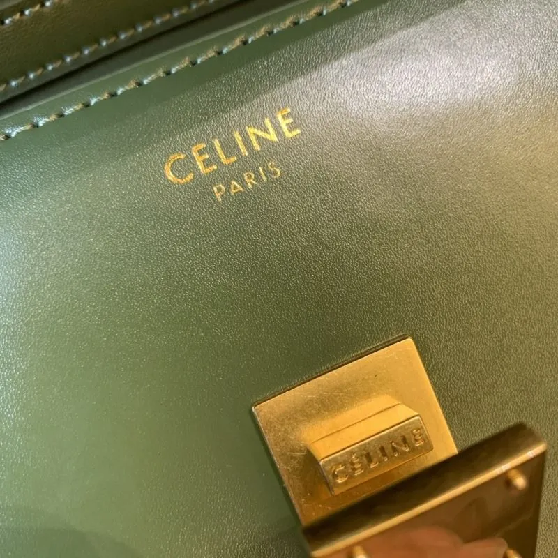 Celine Green Leather Satchel Crossbody Bag 660 - Image 9