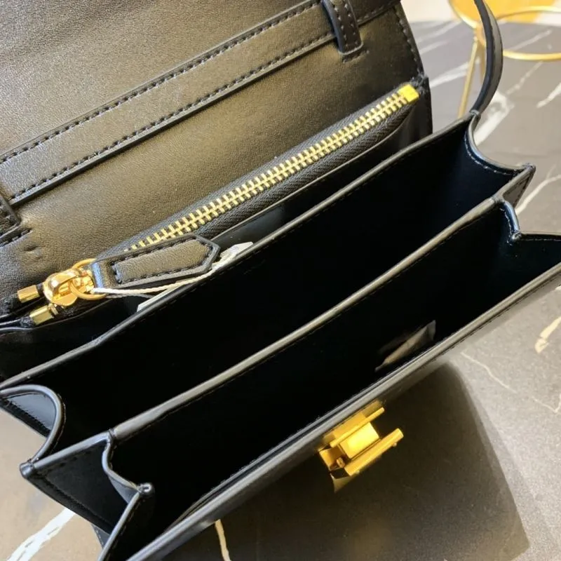 Celine Black Leather Satchel Bag 662 - Image 8
