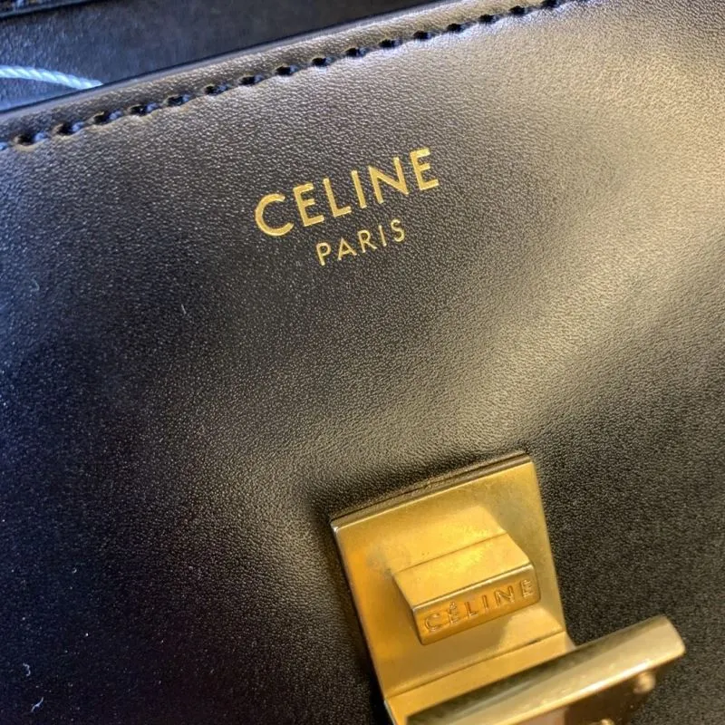 Celine Black Leather Satchel Bag 662 - Image 9