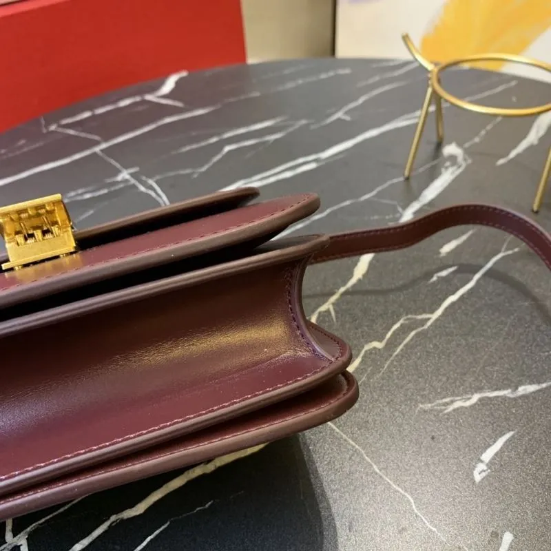 Celine Burgundy Satchel Bag 663 - Image 7