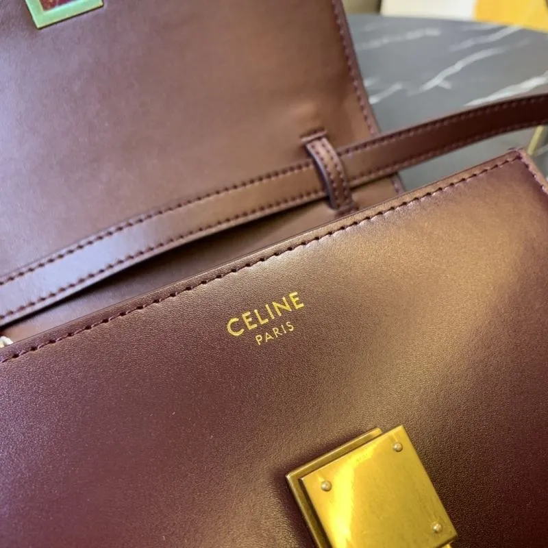 Celine Burgundy Satchel Bag 663 - Image 9