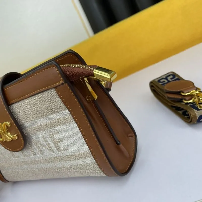 Celine Beige Brown Crossbody Satchel Bag 665 - Image 5