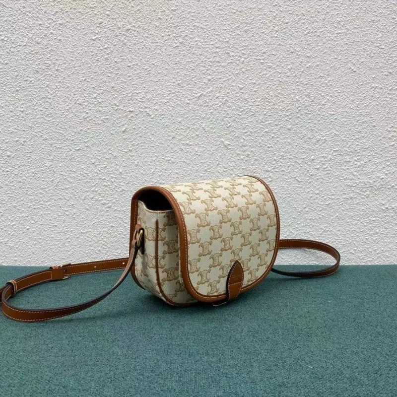 Celine Beige Saddle Crossbody Bag 675 - Image 3