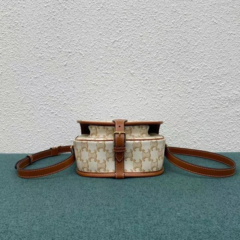 Celine Beige Saddle Crossbody Bag 675 - Image 4