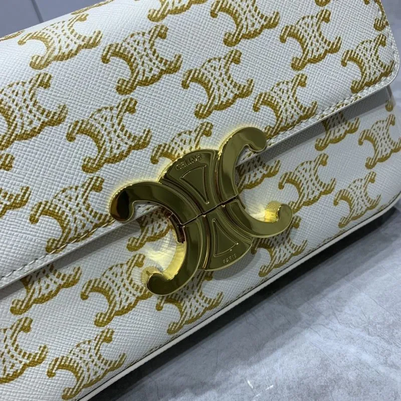 Celine White Gold Monogram Satchel Bag 20-10-4cm - Image 4