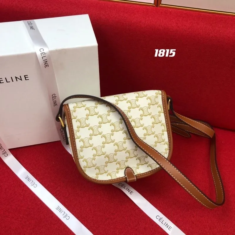Celine 1815 Beige Brown Saddle Crossbody Bag - Image 3