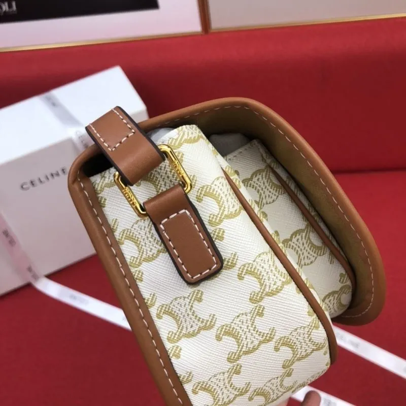 Celine 1815 Beige Brown Saddle Crossbody Bag - Image 6