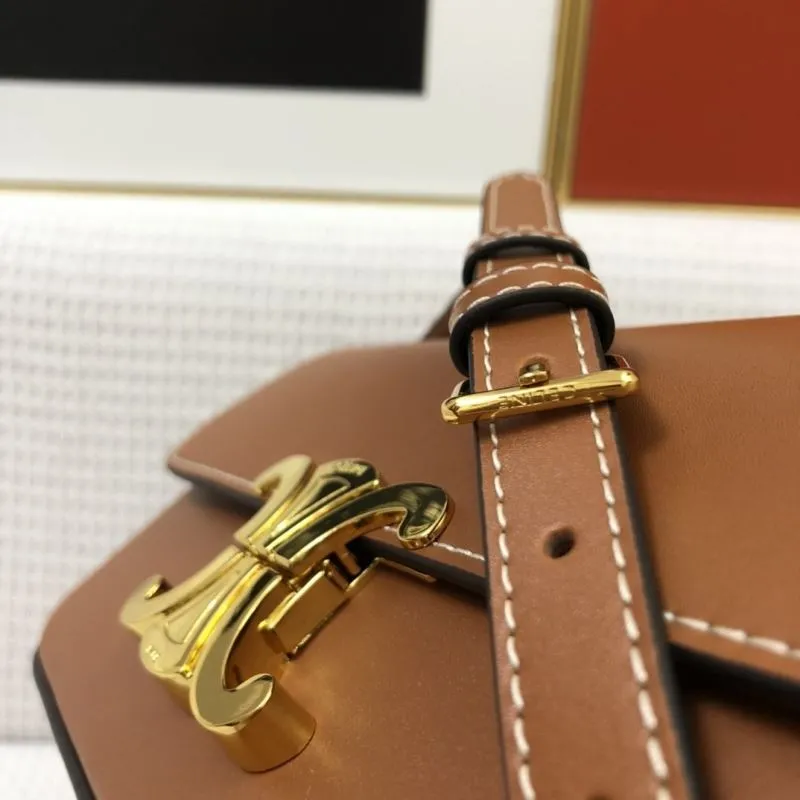 Celine Brown Leather Crossbody Bag 1916 Size 20cm - Image 5