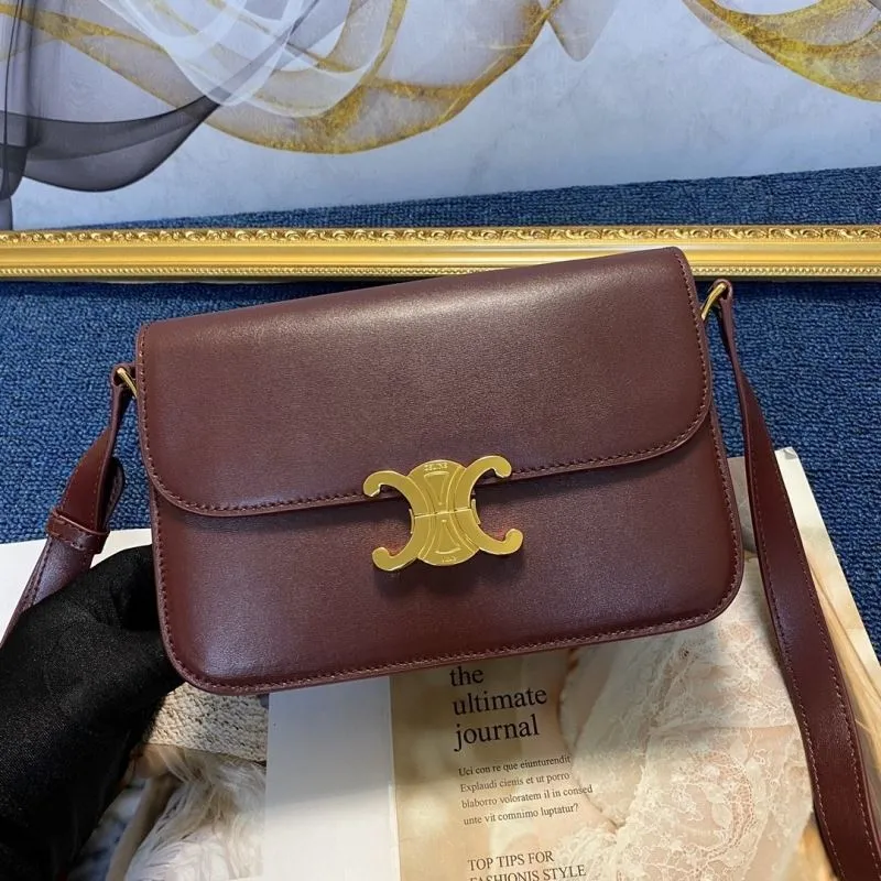 Celine Burgundy Leather Satchel Crossbody Bag - Image 4
