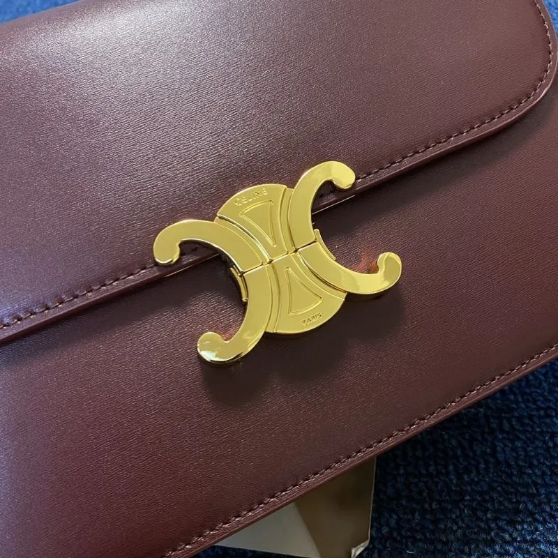 Celine Burgundy Leather Satchel Crossbody Bag - Image 5