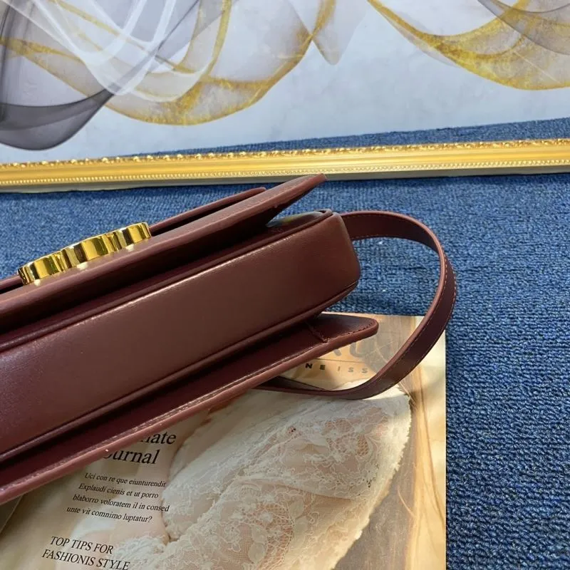 Celine Burgundy Leather Satchel Crossbody Bag - Image 7
