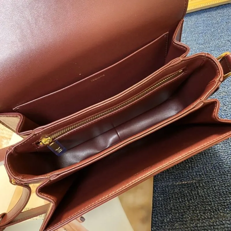 Celine Burgundy Leather Satchel Crossbody Bag - Image 8