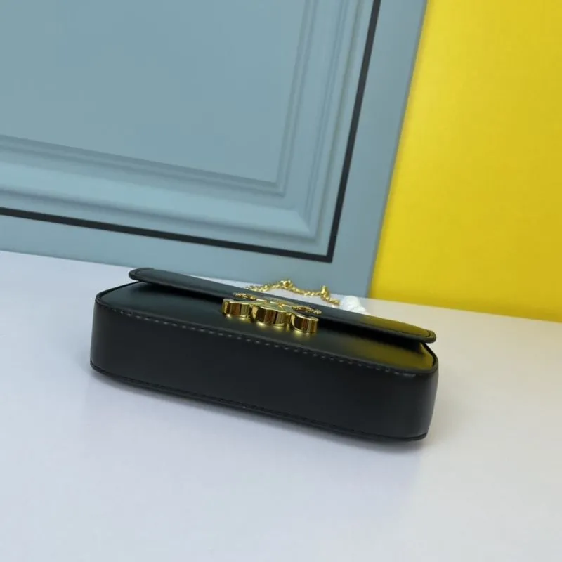 Celine Black Leather Chain Satchel Bag 697 - Image 4