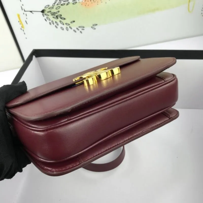 Celine Burgundy Leather Satchel Crossbody Bag - Image 3