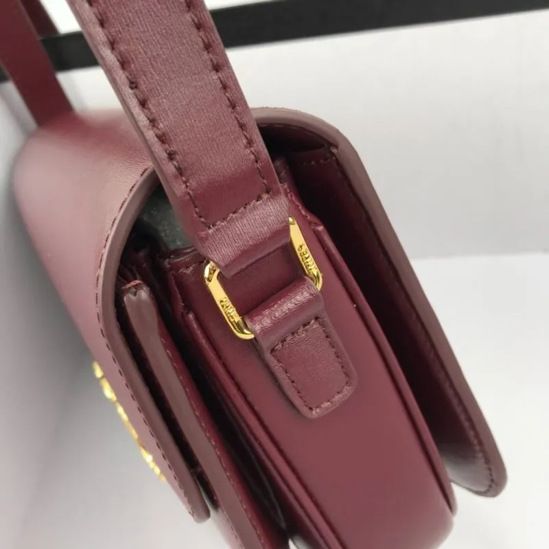 Celine Burgundy Leather Satchel Crossbody Bag - Image 4