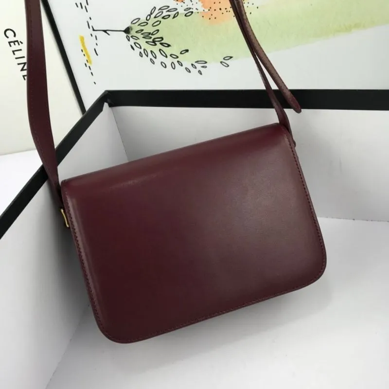 Celine Burgundy Leather Satchel Crossbody Bag - Image 5