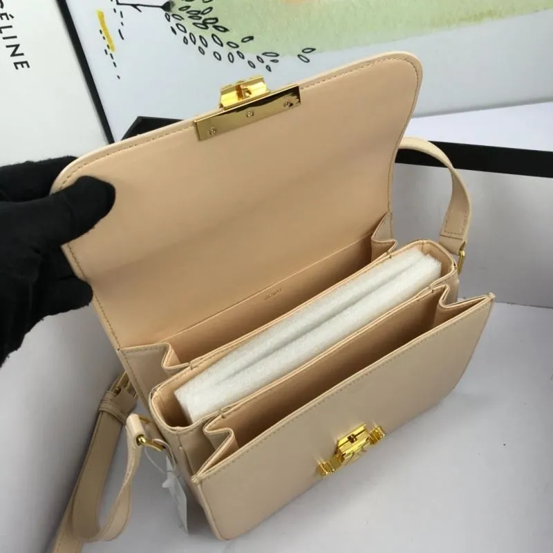 Celine Beige Leather Satchel Bag 701 - Image 7