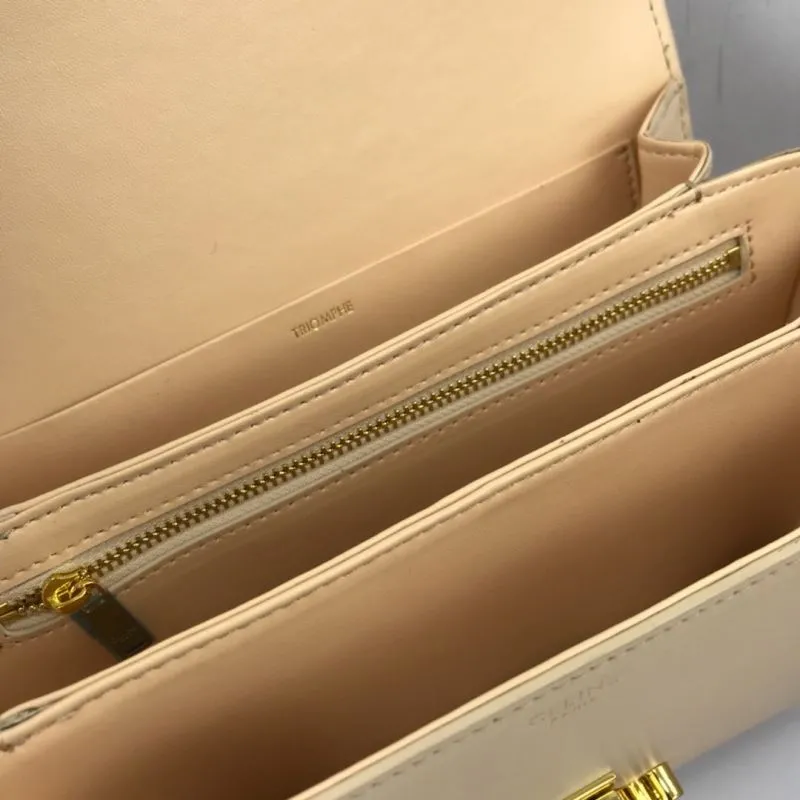 Celine Beige Leather Satchel Bag 701 - Image 8