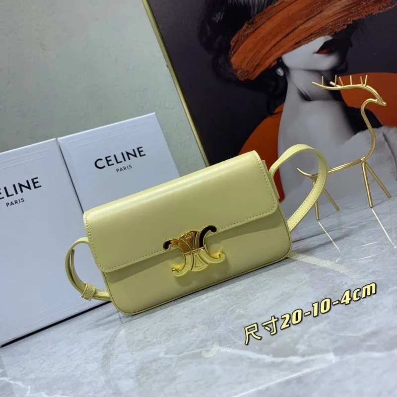Celine Pale Yellow Leather Satchel Bag 705