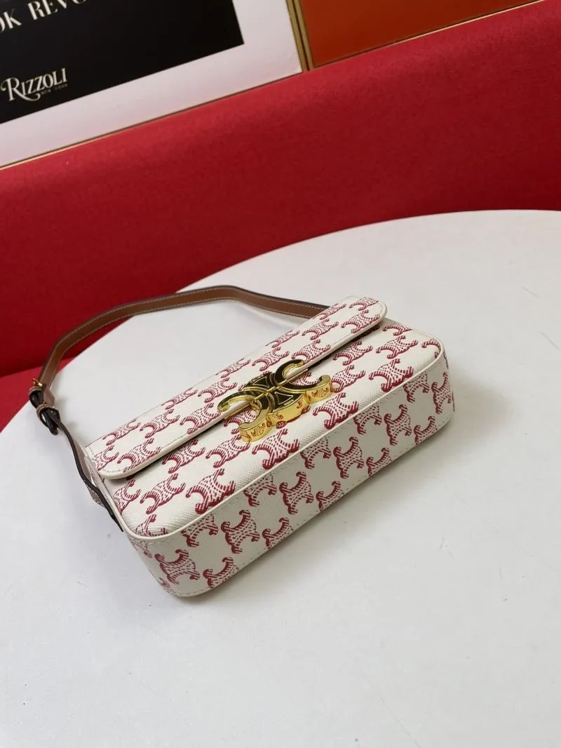 Celine Triomphe 1916 White Red Shoulder Bag - Image 5