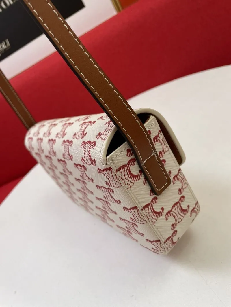 Celine Triomphe 1916 White Red Shoulder Bag - Image 6