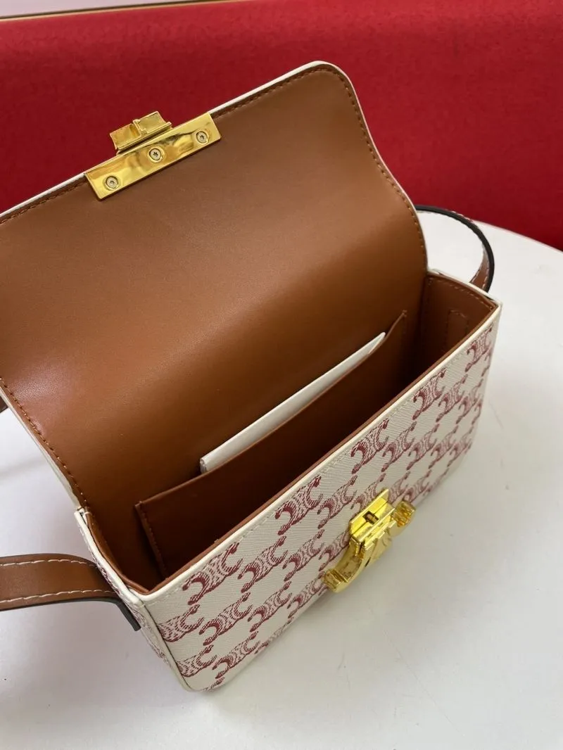 Celine Triomphe 1916 White Red Shoulder Bag - Image 8