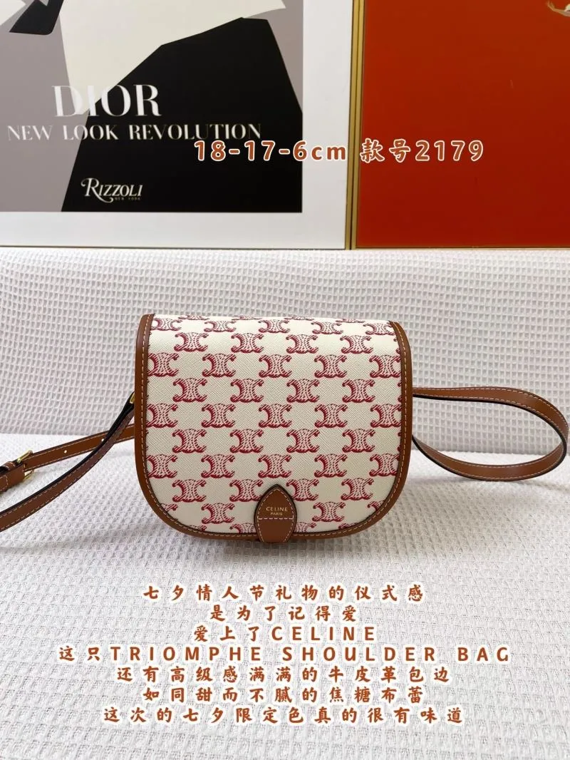 Alternative view of Celine Triomphe Shoulder Bag Cream Red Monogram