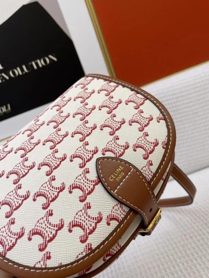 Celine Triomphe Shoulder Bag Cream Red Monogram - Image 4