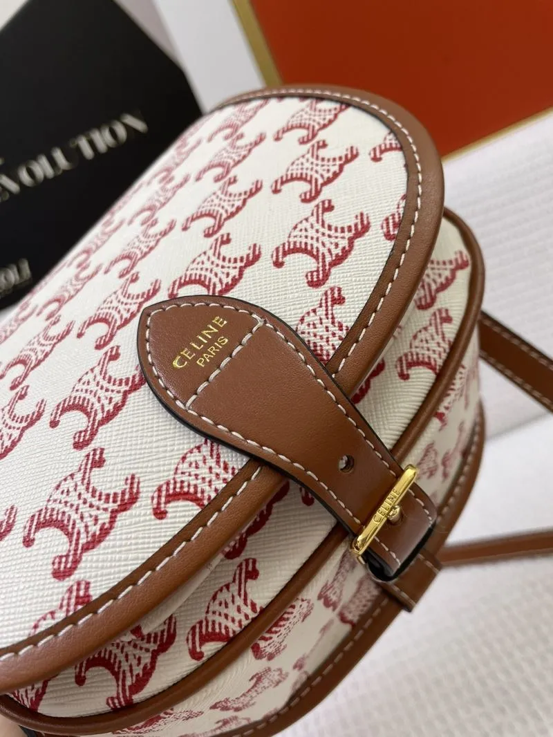 Celine Triomphe Shoulder Bag Cream Red Monogram - Image 5