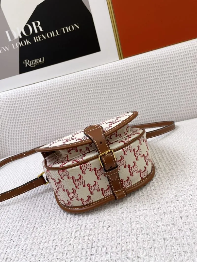Celine Triomphe Shoulder Bag Cream Red Monogram - Image 6