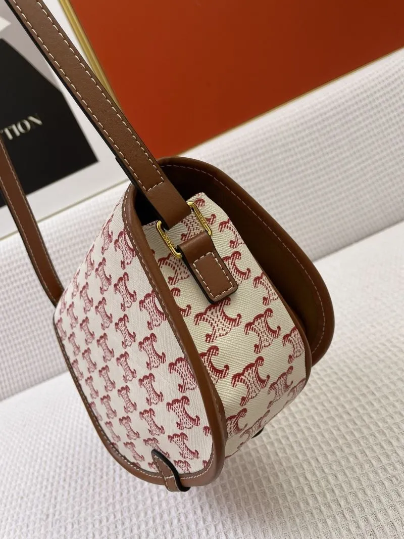 Celine Triomphe Shoulder Bag Cream Red Monogram - Image 7