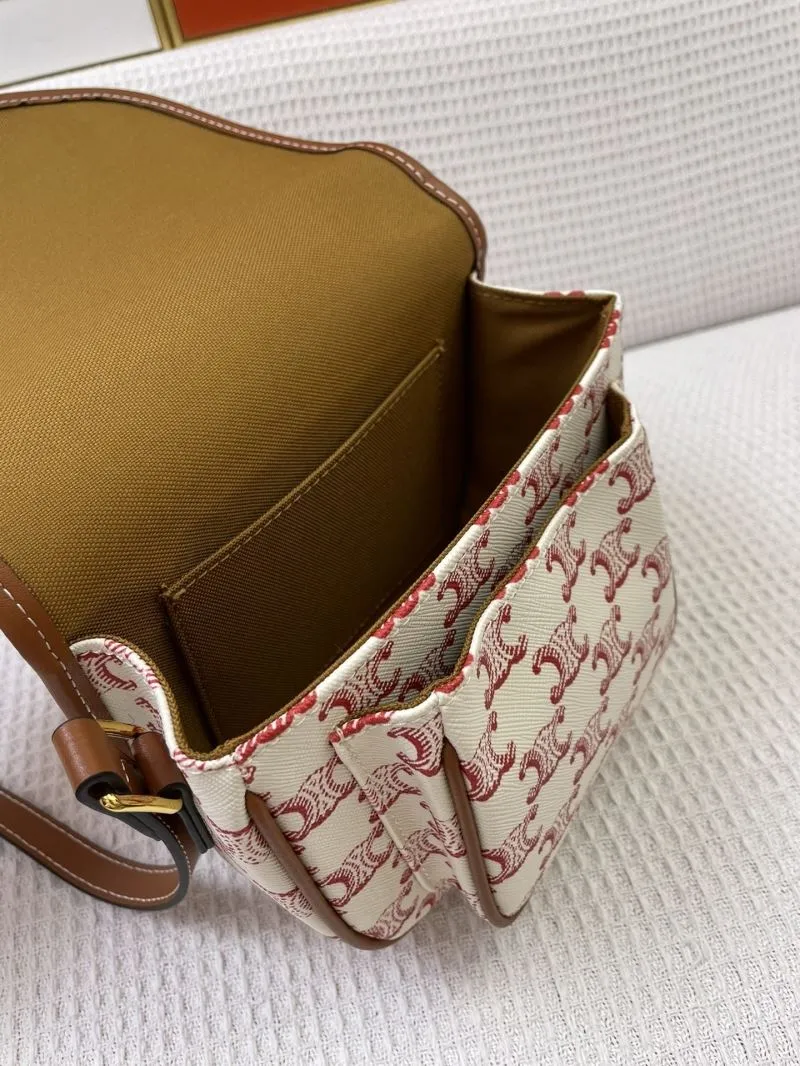 Celine Triomphe Shoulder Bag Cream Red Monogram - Image 8