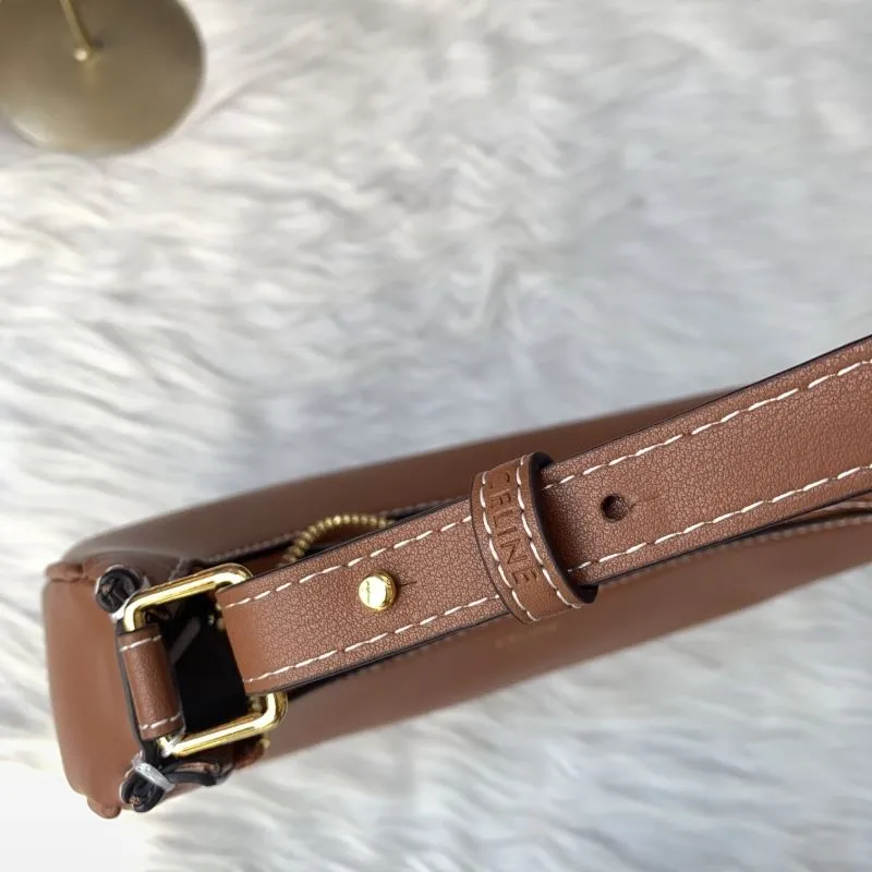 Celine Brown Leather Hobo Shoulder Bag - Image 6